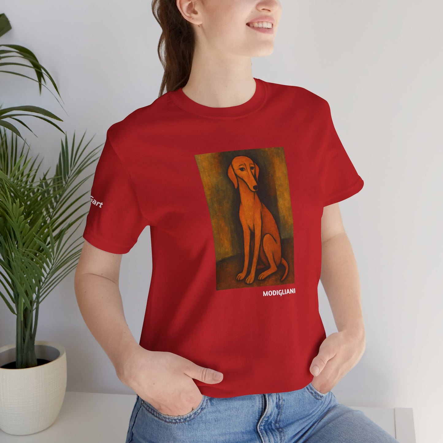 Unisex T-Shirt con cane DOGART  - MODIGLIANI - Un dipinto iconico rivisitato con i cani
