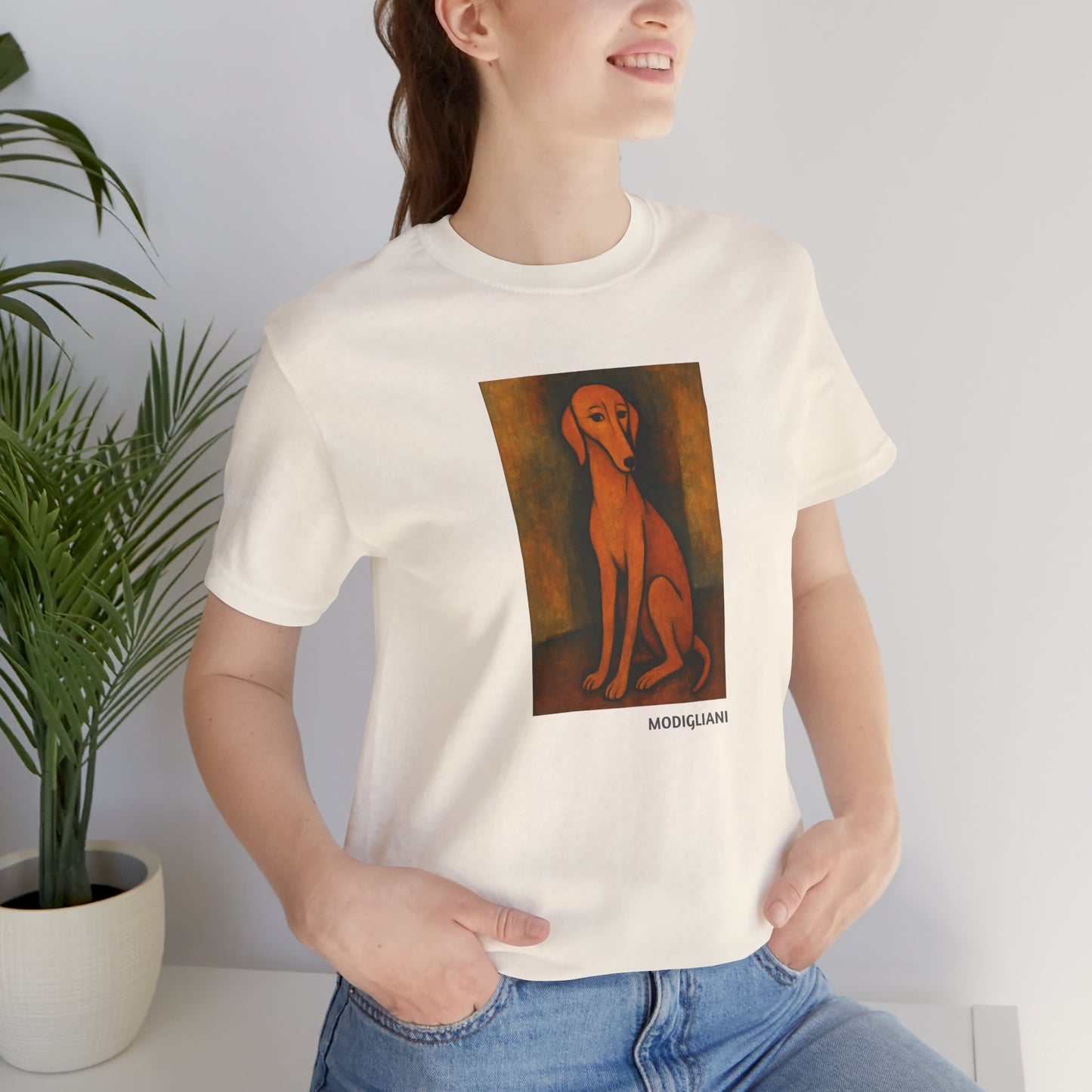 Unisex T-Shirt con cane DOGART  - MODIGLIANI - Un dipinto iconico rivisitato con i cani