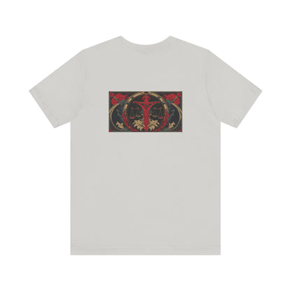 Bilancia - Zodiaco gotico, maglietta con grafica rossa sul retro. Zodiaco nell'ombra