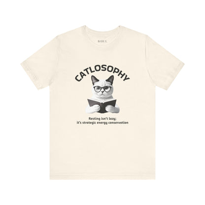 Catlosophy Unisex Jersey Maglietta a maniche corte – Design "Riposare non è pigrizia"