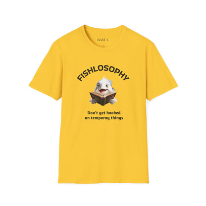 Maglietta unisex Fishlosophy - Design con vibrazioni oceaniche e domande sulla vita - PERLE DI SAGGEZZA DAL MONDO DEI PESCI