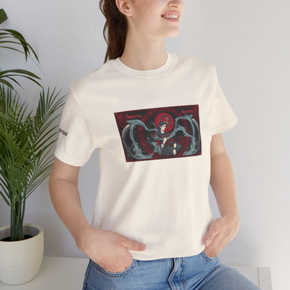 Acquario - T-shirt Zodiaco gotico. Grafica rossa sul davanti. Zodiaco nell'ombra.
