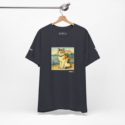 T-Shirt unisex CATART - Stile artistico giapponese UKIYO-E - Pittura iconica rivisitata con i gatti