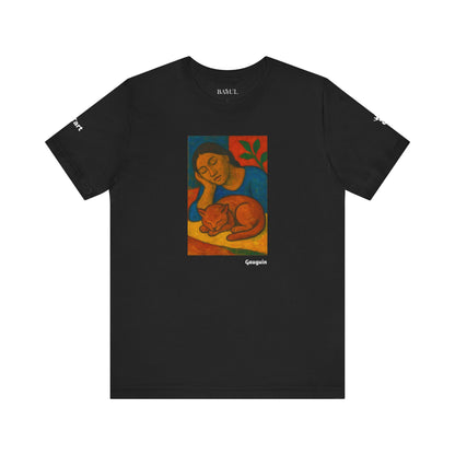 T-shirt unisex CATART - GAUGUIN - Un dipinto iconico rivisitato con i gatti