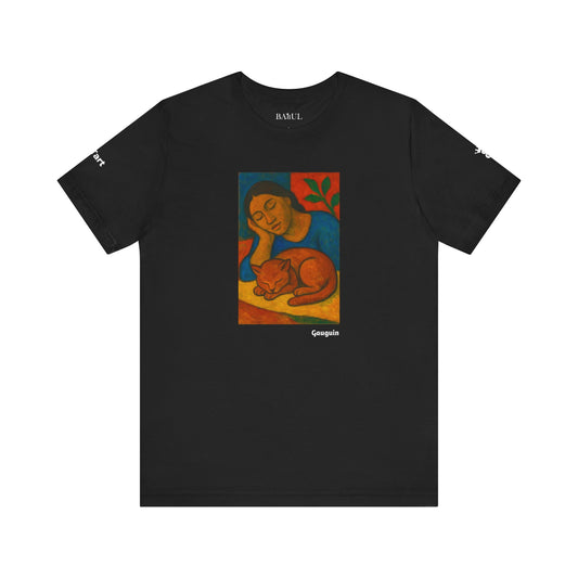 T-shirt unisex CATART - GAUGUIN - Un dipinto iconico rivisitato con i gatti
