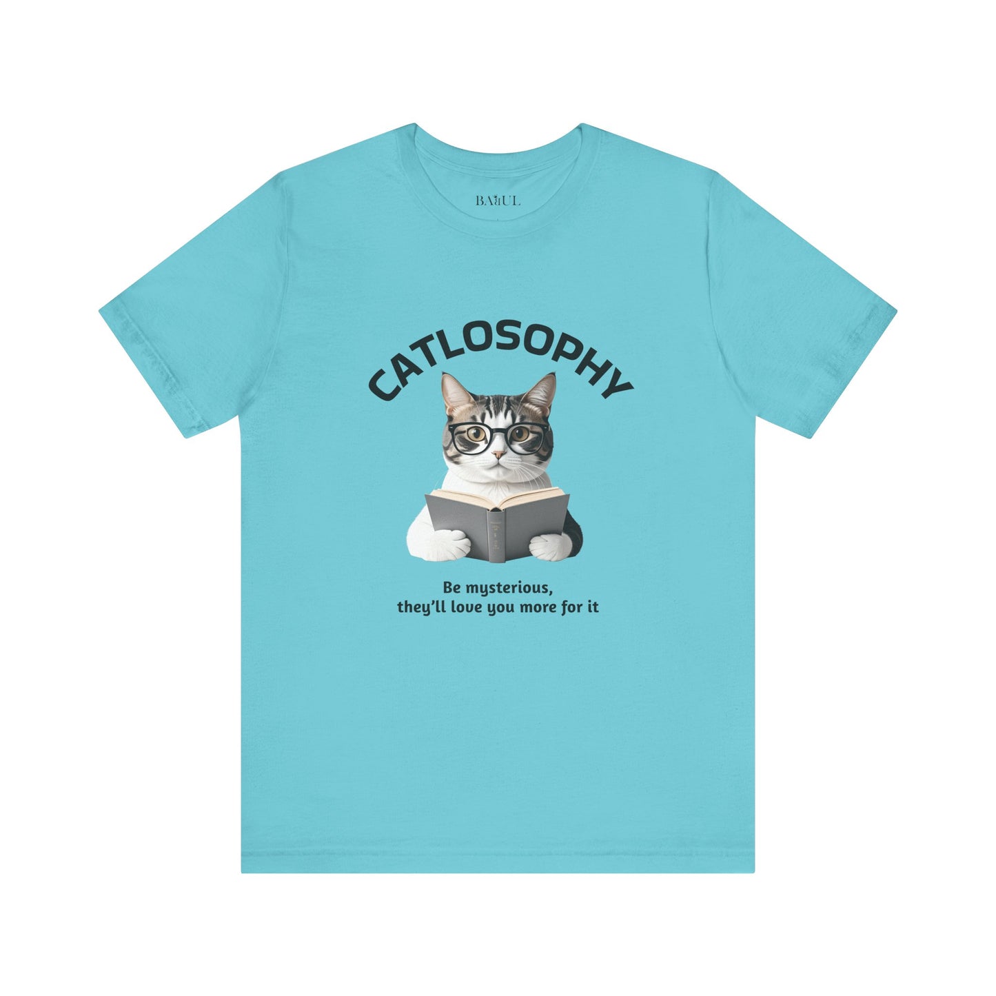 Catlosophy Unisex Jersey Maglietta a maniche corte – Design "Sii misterioso"