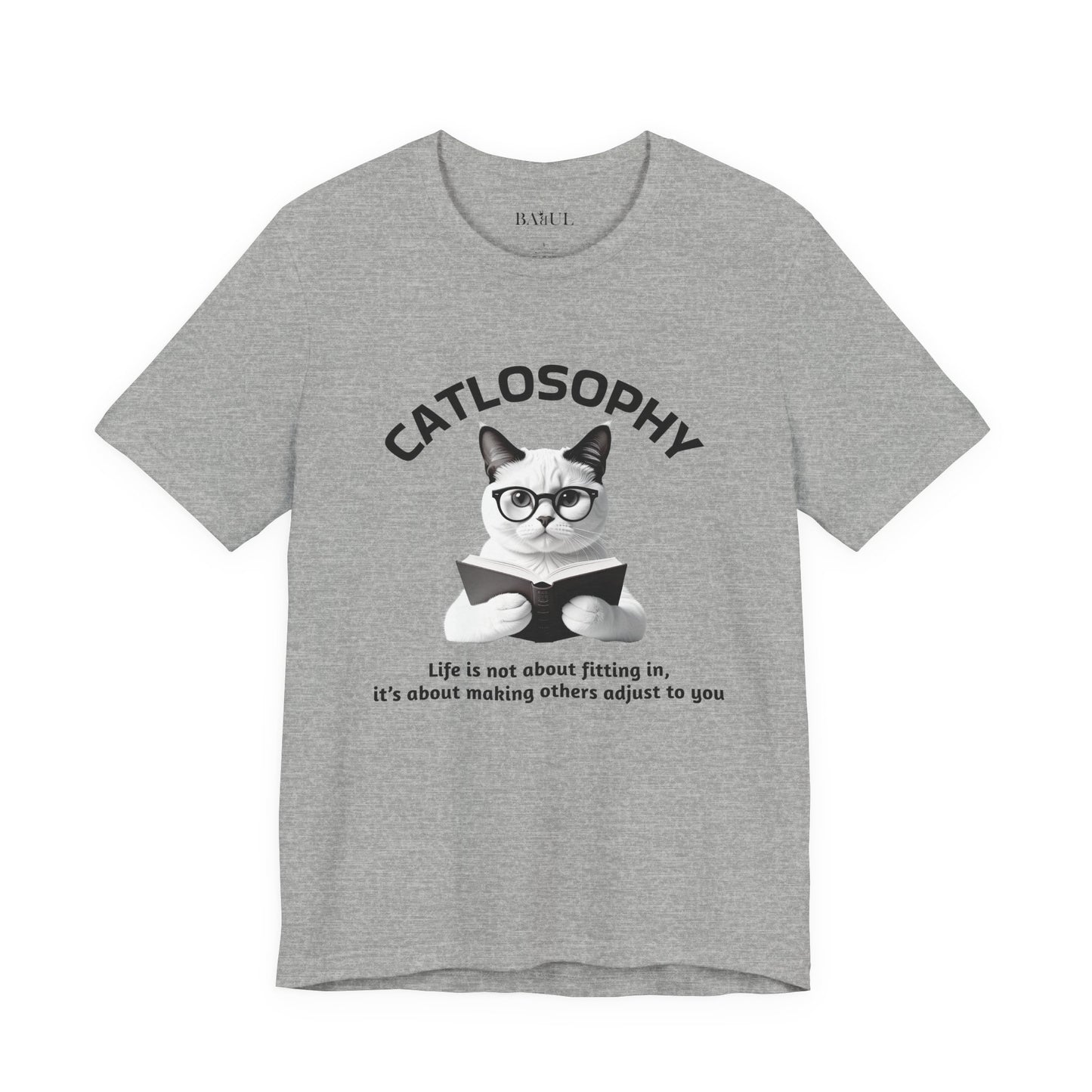 Maglietta a maniche corte unisex Catlosophy – Design "La vita non consiste nell'adattarsi"