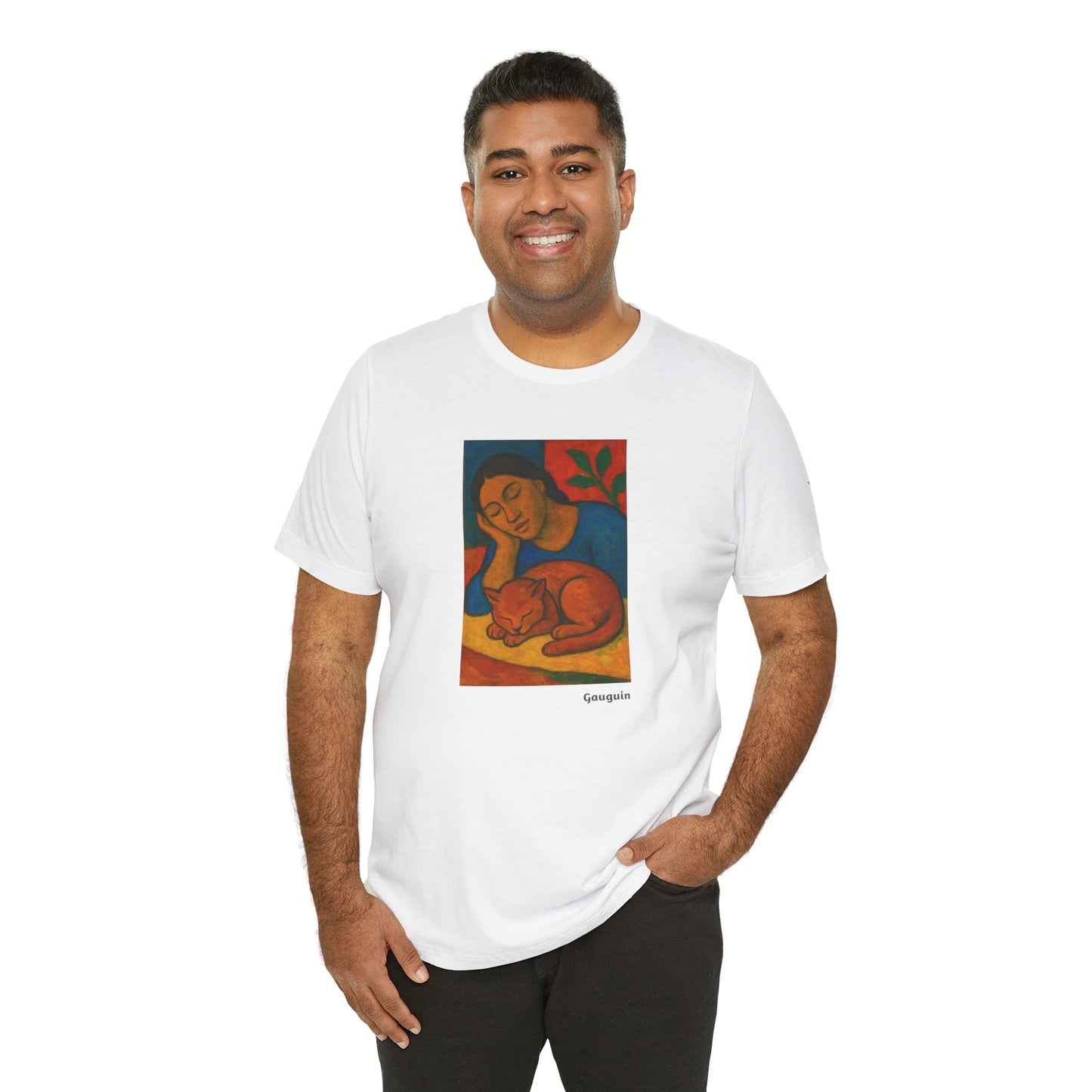 T-shirt unisex CATART - GAUGUIN - Un dipinto iconico rivisitato con i gatti
