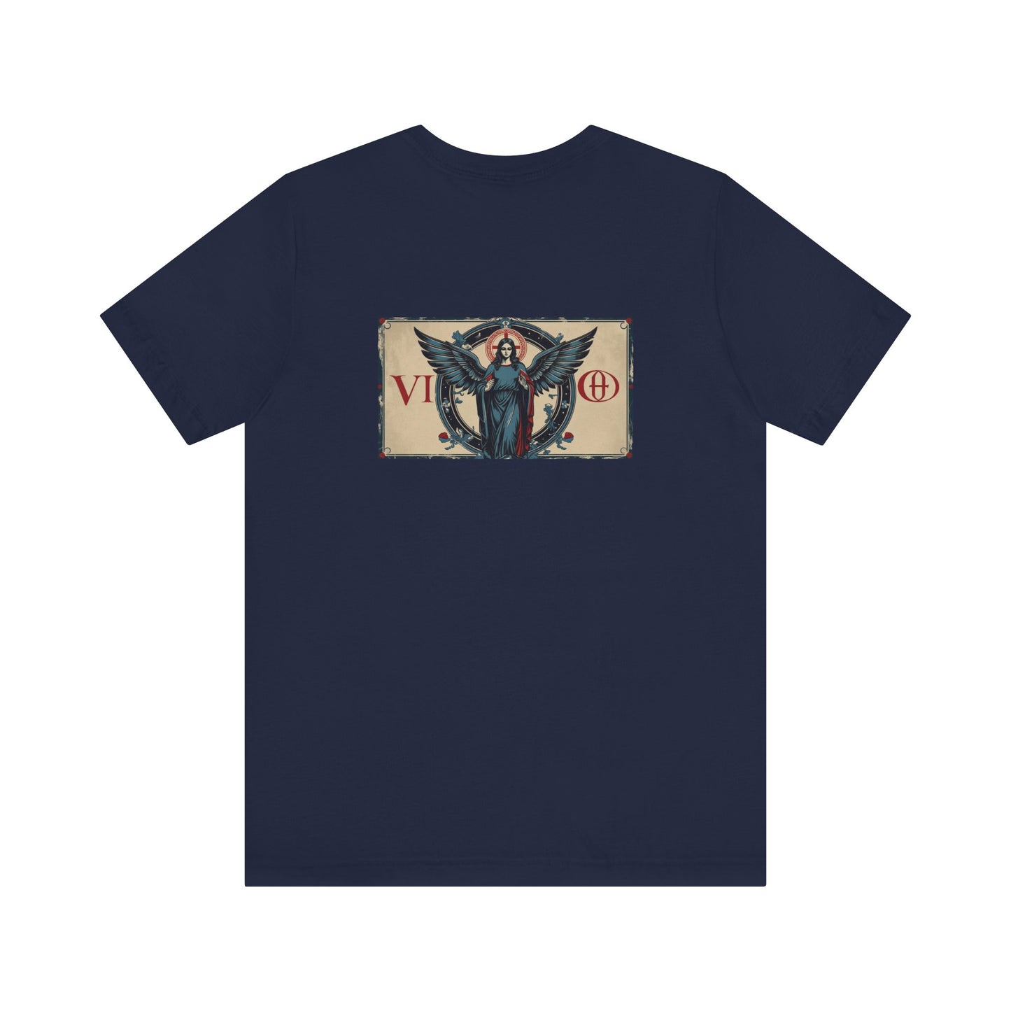 Vergine - T-shirt con segno zodiacale gotico. Grafica blu sul retro. Segno zodiacale nell'ombra.