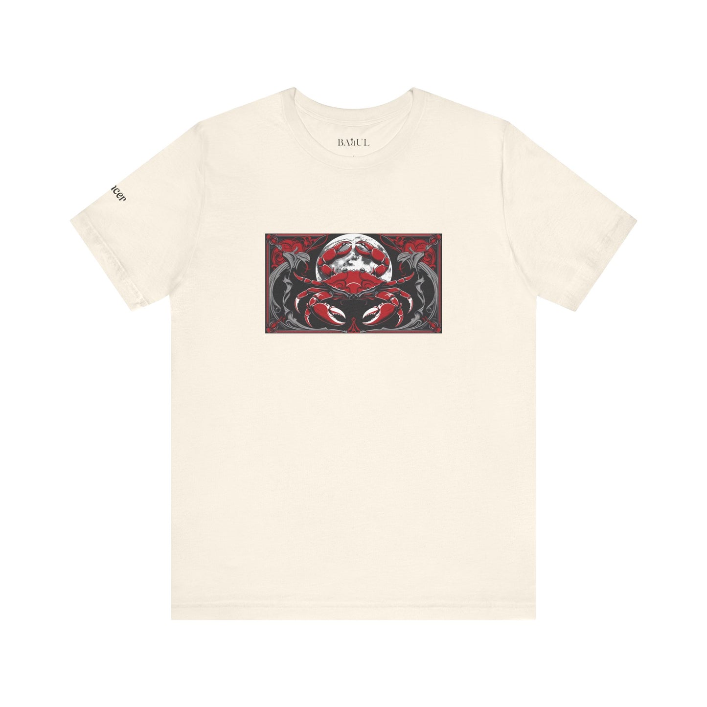 Cancro - T-shirt Zodiaco gotico. Grafica rossa sul davanti. Zodiaco nell'ombra.