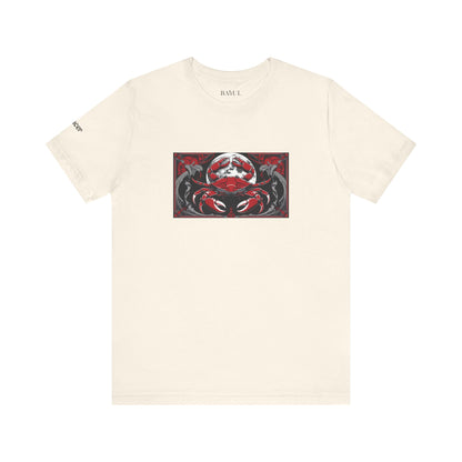 Cancro - T-shirt Zodiaco gotico. Grafica rossa sul davanti. Zodiaco nell'ombra.