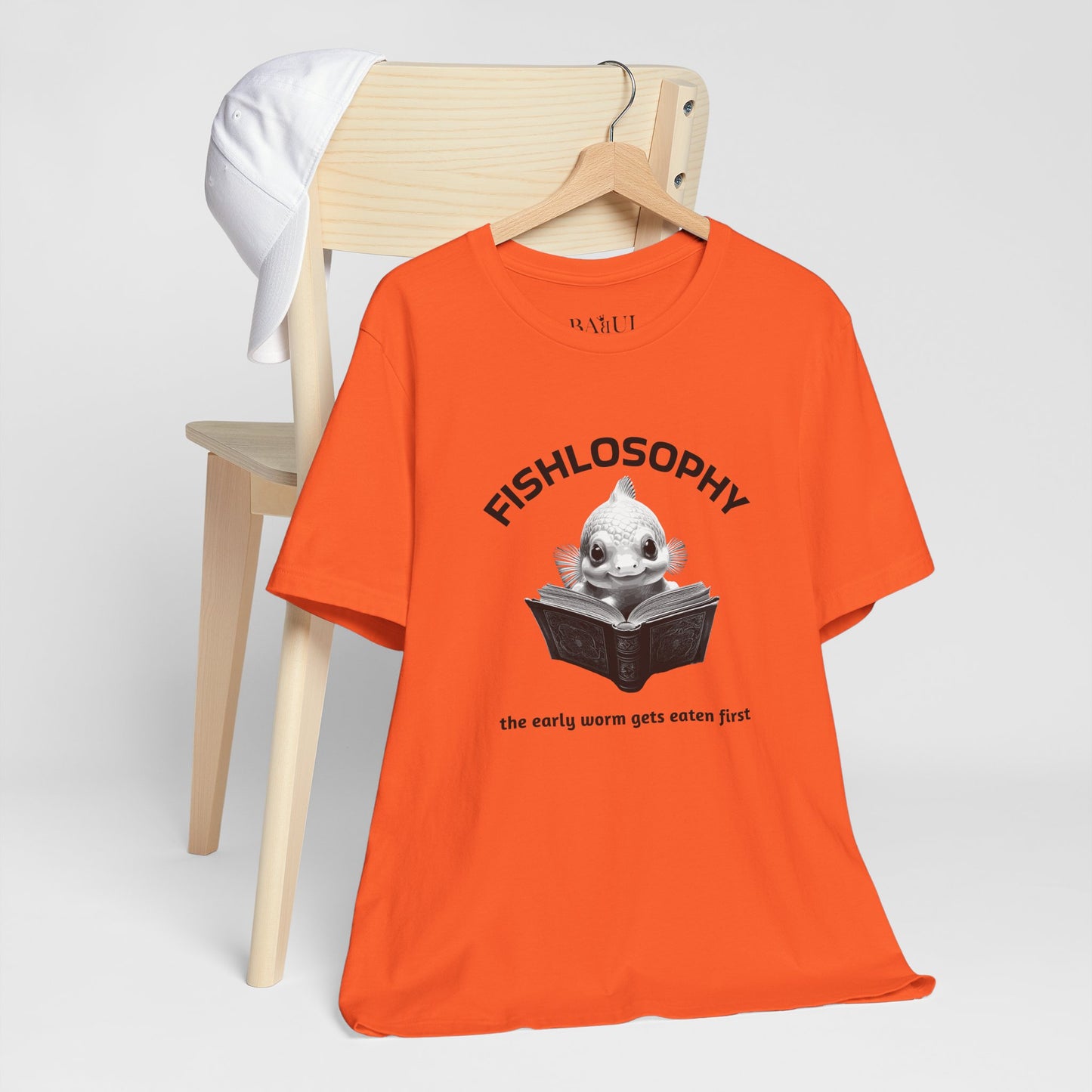 Maglietta a maniche corte unisex Fishlosophy – I vermi che hanno fretta vengono mangiati per primi.