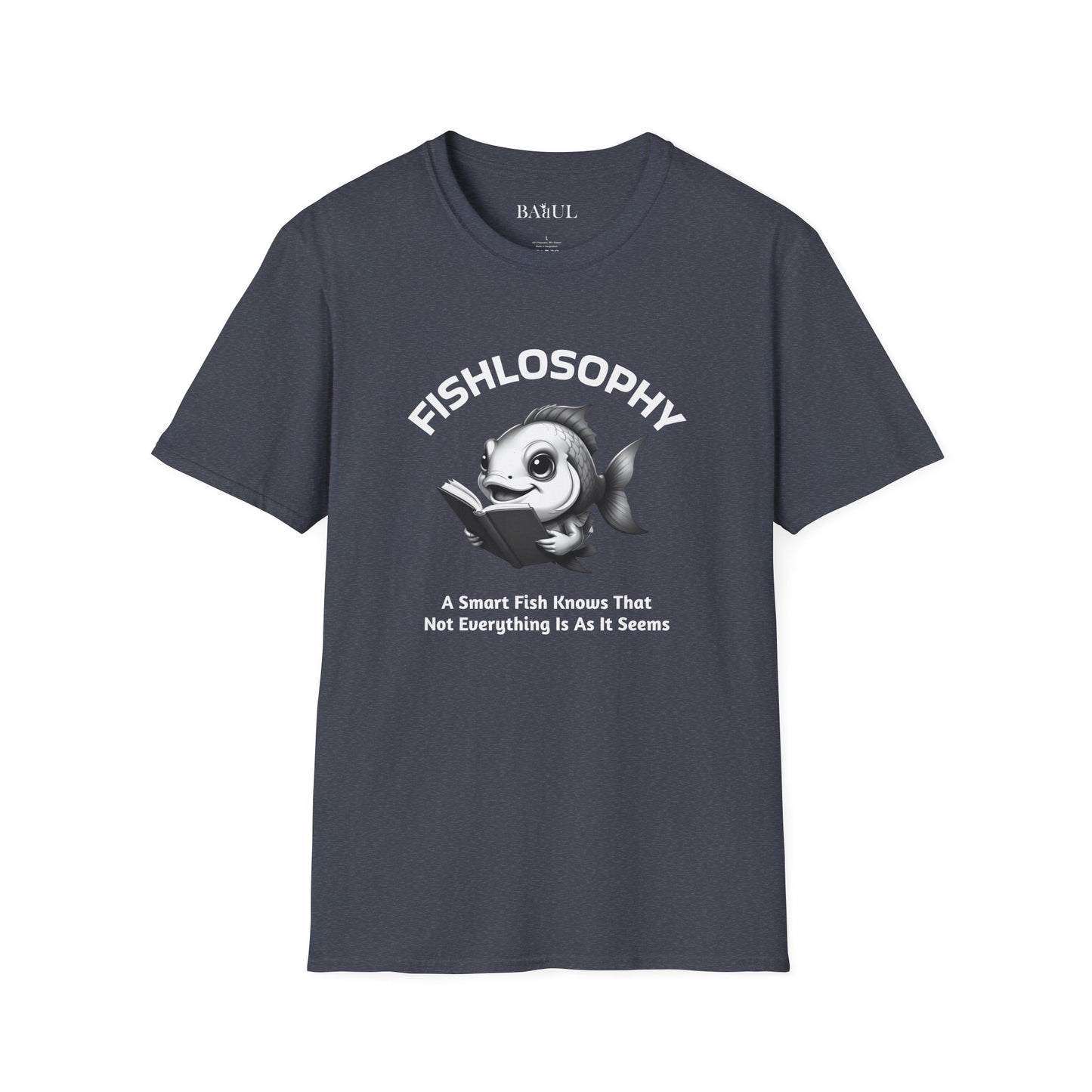 Maglietta unisex Fishlosophy - Design con vibrazioni oceaniche e domande sulla vita - Un pesce intelligente sa che non tutto è come sembra.