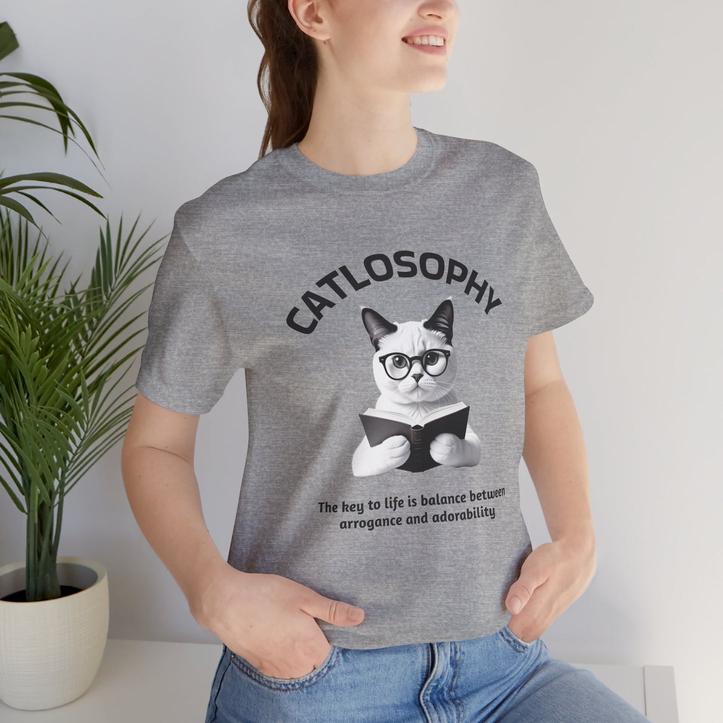 Catlosophy Maglietta unisex a maniche corte in jersey – Design "La chiave della vita"
