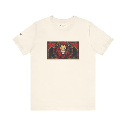 Leone - T-shirt Zodiaco gotico. Grafica rossa sul davanti. Zodiaco nell'ombra.