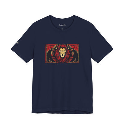 Leone - T-shirt Zodiaco gotico. Grafica rossa sul davanti. Zodiaco nell'ombra.