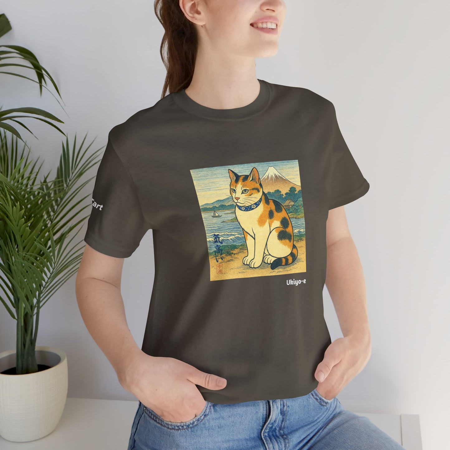 T-Shirt unisex CATART - Stile artistico giapponese UKIYO-E - Pittura iconica rivisitata con i gatti