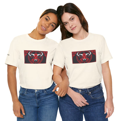 Toro - T-shirt Zodiaco gotico. Grafica rossa sul davanti. Zodiaco nell'ombra.