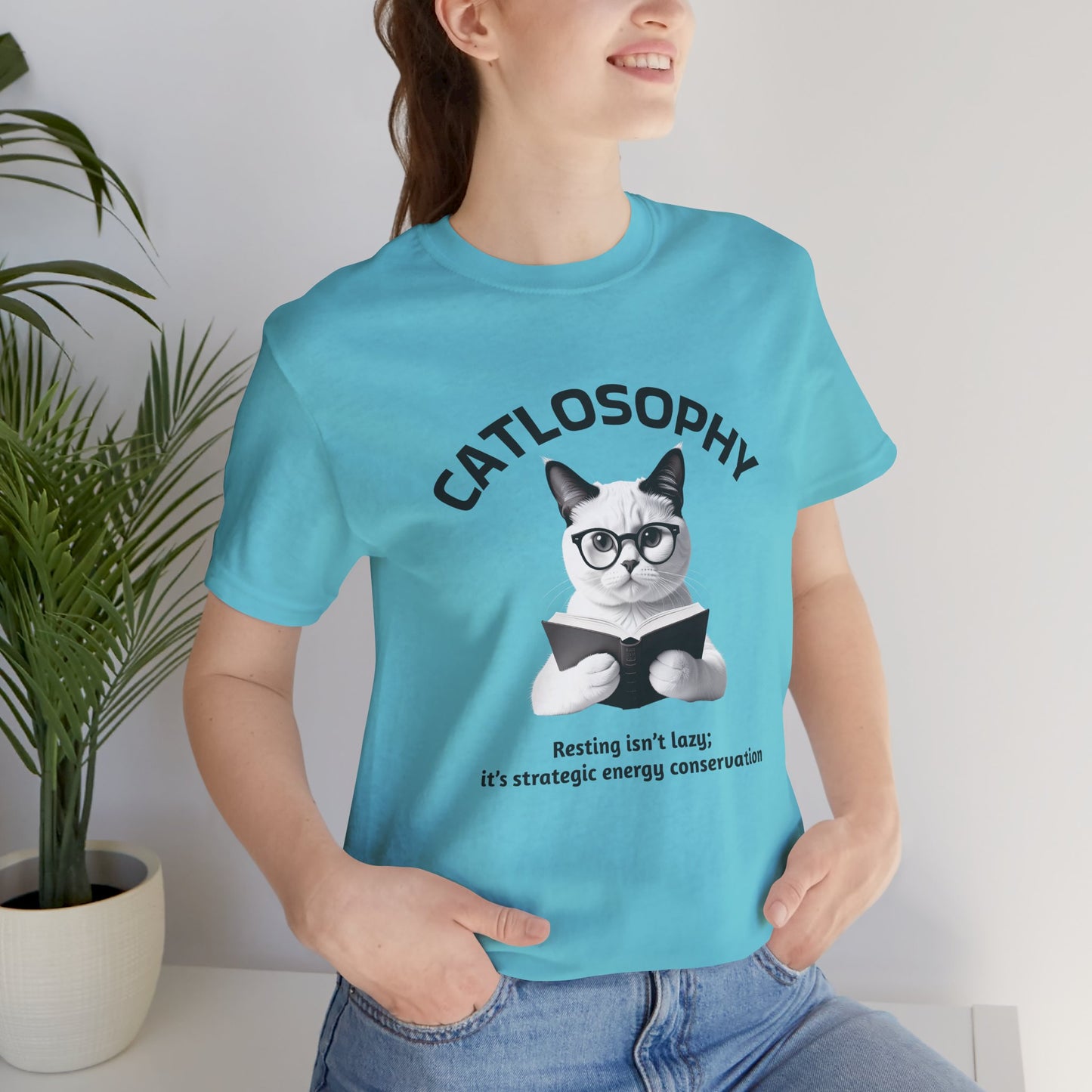 Catlosophy Unisex Jersey Maglietta a maniche corte – Design "Riposare non è pigrizia"