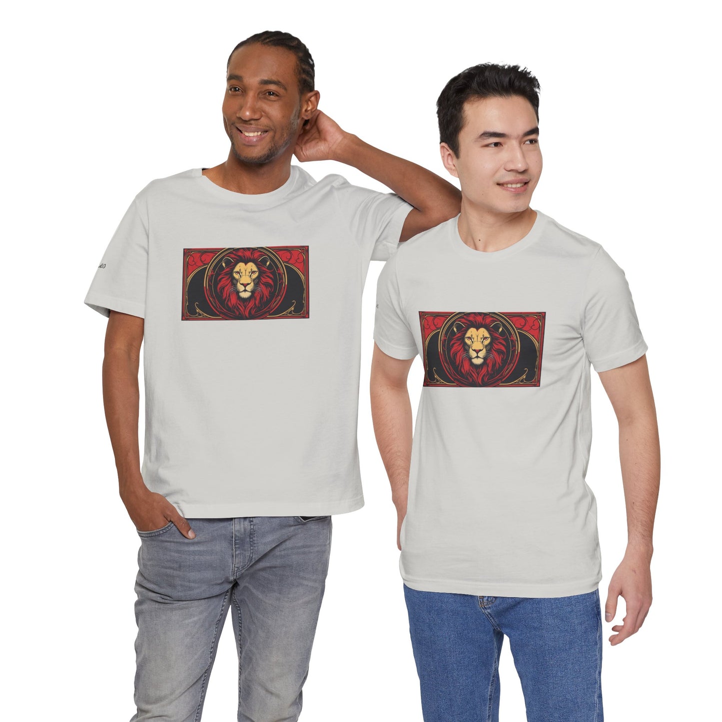 Leone - T-shirt Zodiaco gotico. Grafica rossa sul davanti. Zodiaco nell'ombra.