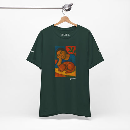 T-shirt unisex CATART - GAUGUIN - Un dipinto iconico rivisitato con i gatti
