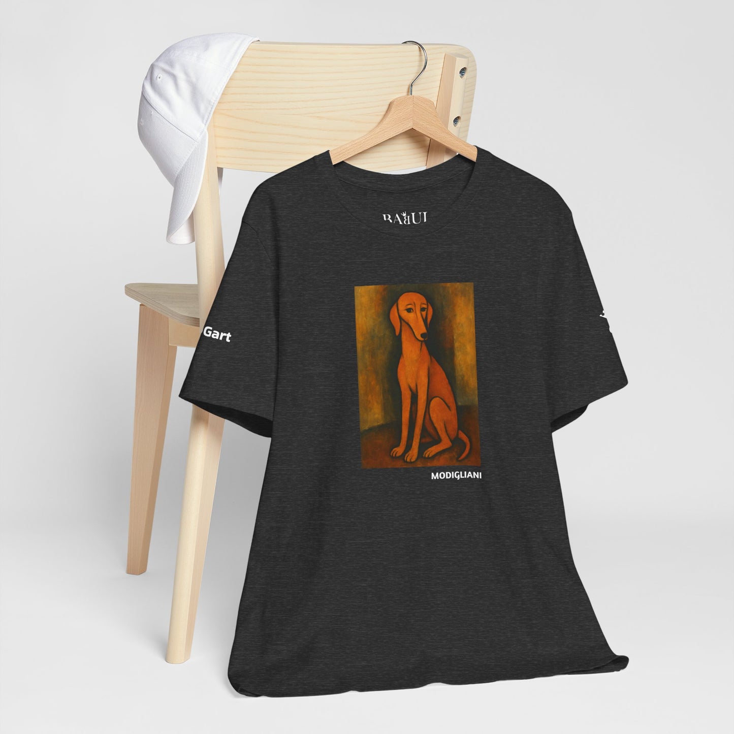 Unisex T-Shirt con cane DOGART  - MODIGLIANI - Un dipinto iconico rivisitato con i cani