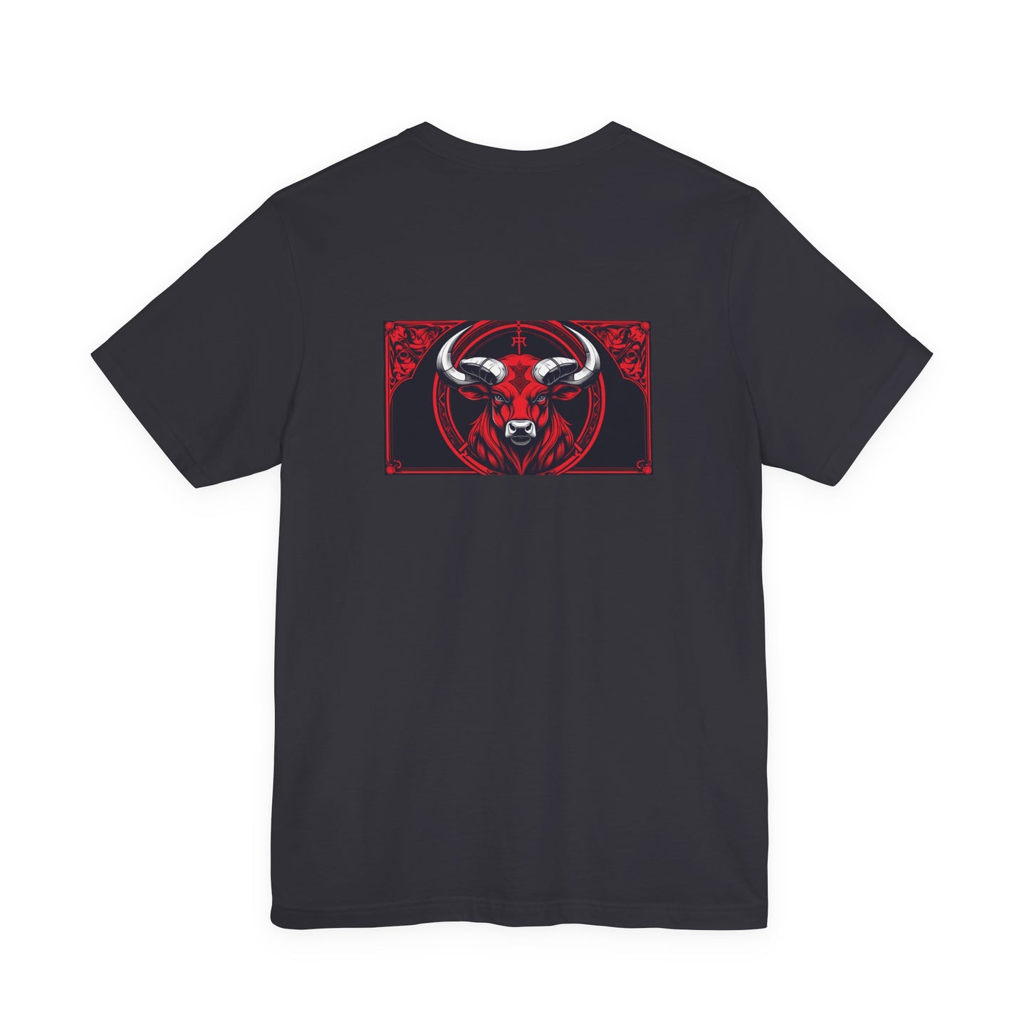 Toro - Zodiaco gotico, maglietta con grafica rossa sul retro. Zodiaco nell'ombra