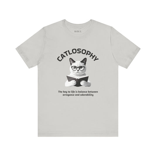 Catlosophy Maglietta unisex a maniche corte in jersey – Design "La chiave della vita"