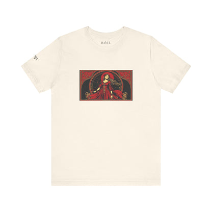 Vergine - T-shirt Zodiaco gotico. Grafica rossa sul davanti. Zodiaco nell'ombra.