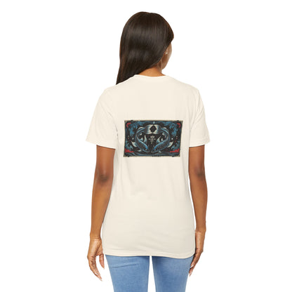 Pesci - T-shirt con lo Zodiaco Gotico. Grafica blu sul retro. Zodiaco nell'ombra.