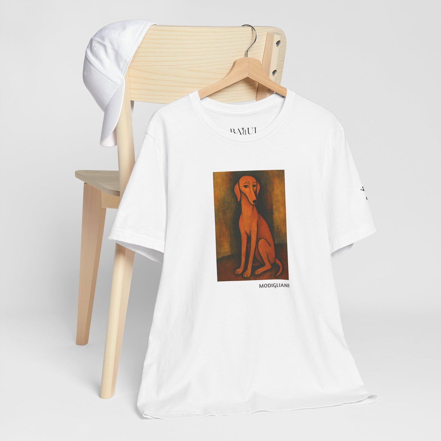 Unisex T-Shirt con cane DOGART  - MODIGLIANI - Un dipinto iconico rivisitato con i cani