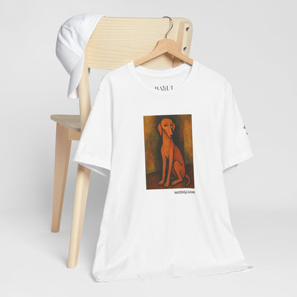 Unisex T-Shirt con cane DOGART  - MODIGLIANI - Un dipinto iconico rivisitato con i cani
