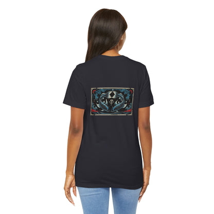 Pesci - T-shirt con lo Zodiaco Gotico. Grafica blu sul retro. Zodiaco nell'ombra.