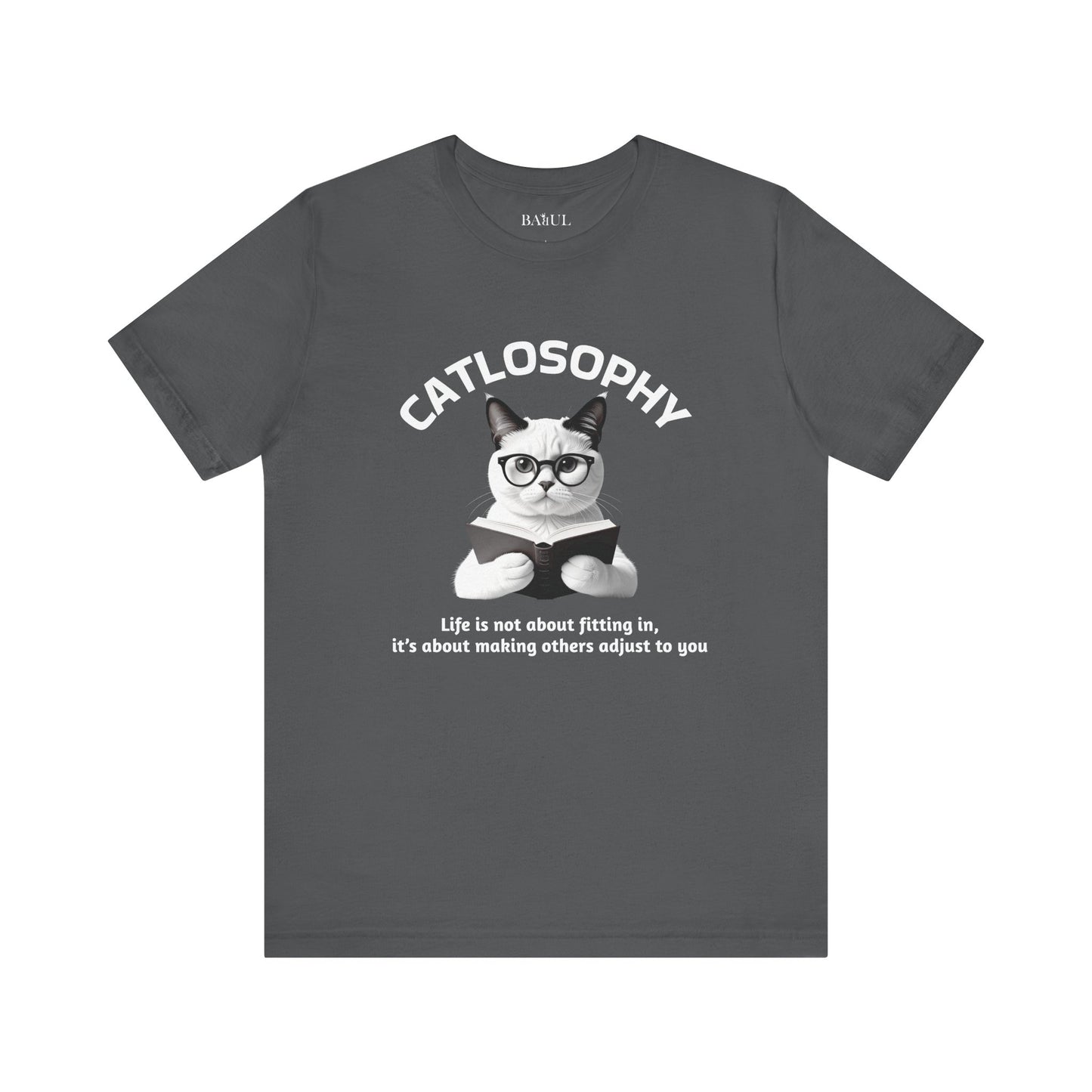 Maglietta a maniche corte unisex Catlosophy – Design "La vita non consiste nell'adattarsi"
