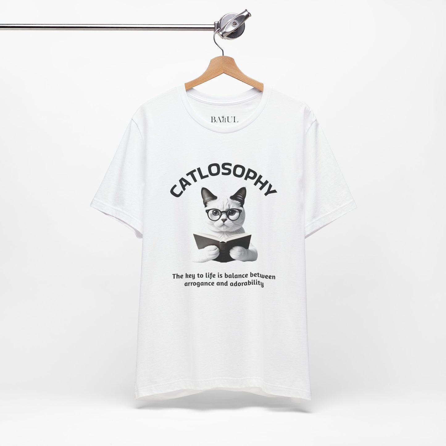 Catlosophy Maglietta unisex a maniche corte in jersey – Design "La chiave della vita"
