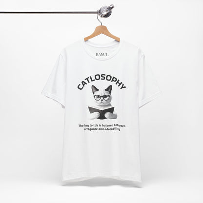 Catlosophy Maglietta unisex a maniche corte in jersey – Design "La chiave della vita"