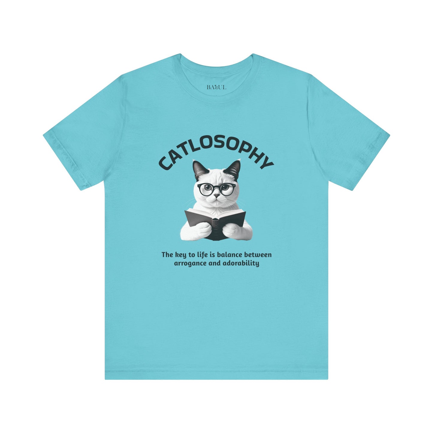 Catlosophy Maglietta unisex a maniche corte in jersey – Design "La chiave della vita"