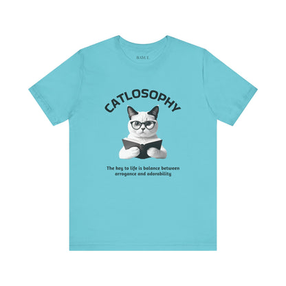 Catlosophy Maglietta unisex a maniche corte in jersey – Design "La chiave della vita"