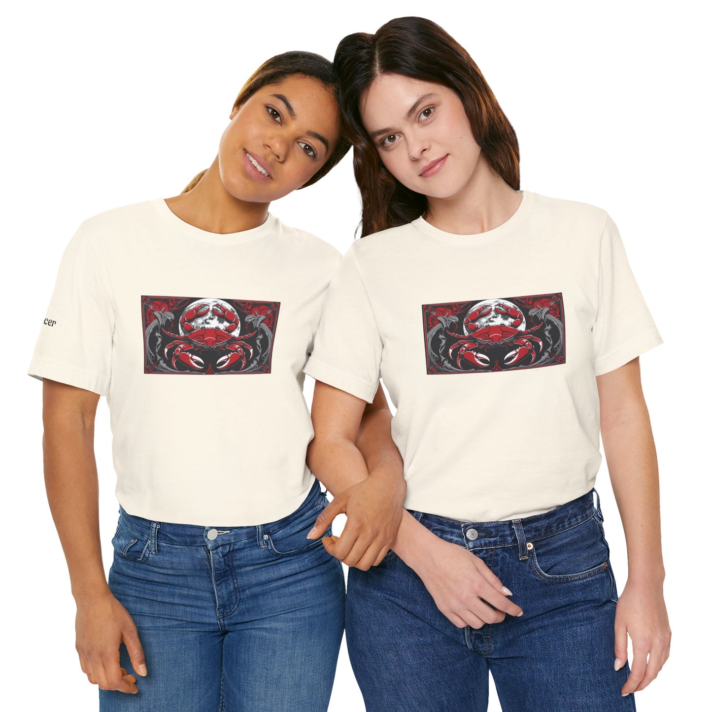 Cancro - T-shirt Zodiaco gotico. Grafica rossa sul davanti. Zodiaco nell'ombra.
