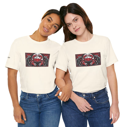 Cancro - T-shirt Zodiaco gotico. Grafica rossa sul davanti. Zodiaco nell'ombra.