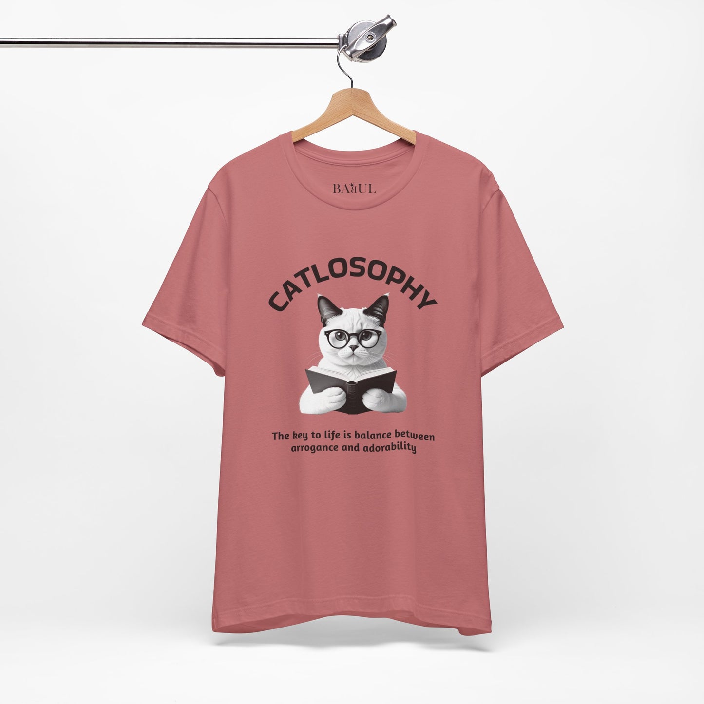 Catlosophy Maglietta unisex a maniche corte in jersey – Design "La chiave della vita"