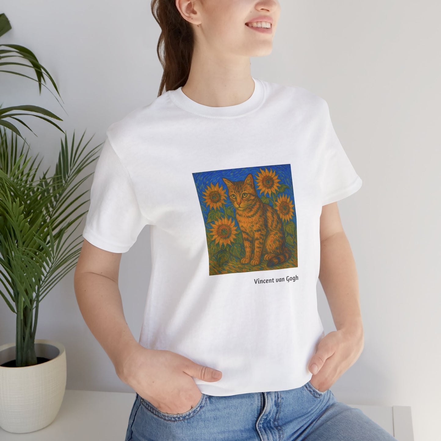 T-shirt unisex CATART - Vincent van Gogh - Un dipinto iconico rivisitato con i gatti