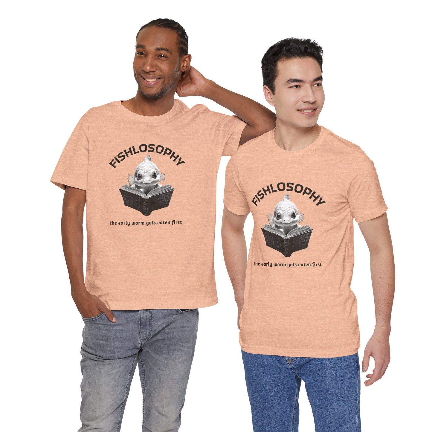 Maglietta a maniche corte unisex Fishlosophy – I vermi che hanno fretta vengono mangiati per primi.