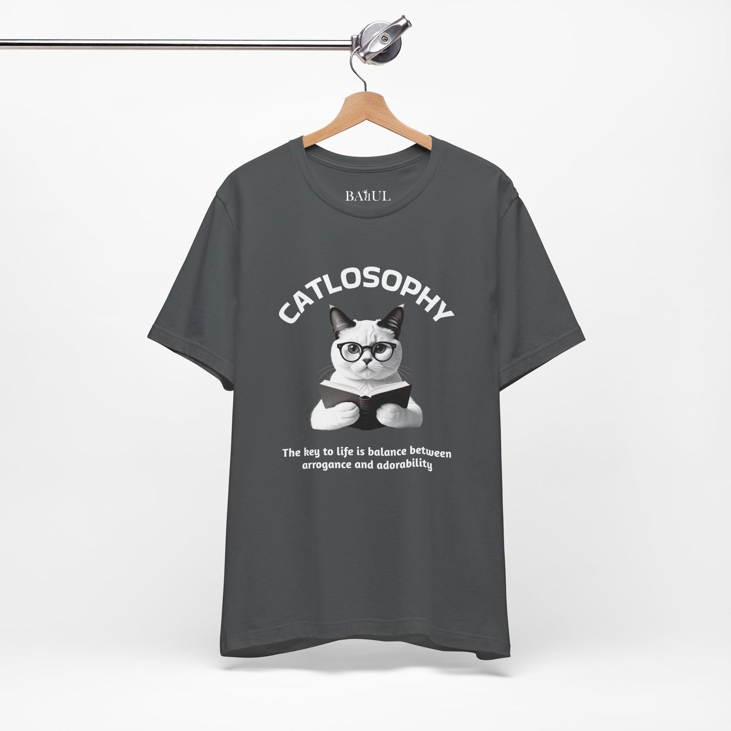 Catlosophy Maglietta unisex a maniche corte in jersey – Design "La chiave della vita"