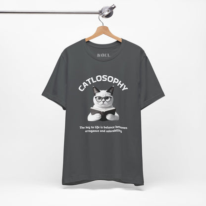 Catlosophy Maglietta unisex a maniche corte in jersey – Design "La chiave della vita"