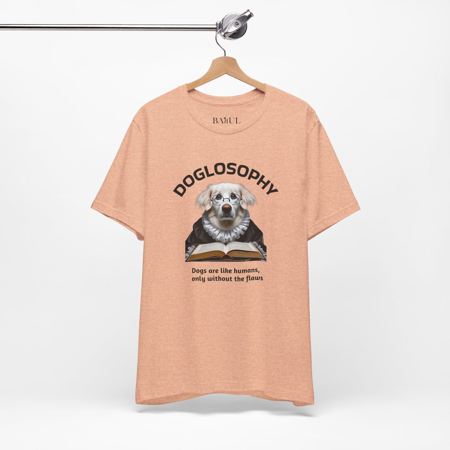 Maglietta a maniche corte unisex Doglosophy – Design "I cani sono come gli umani ma senza difetti"