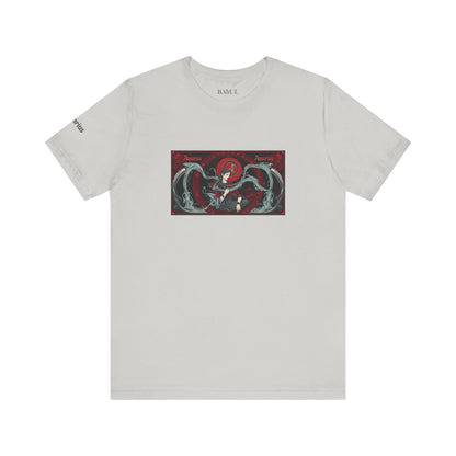 Acquario - T-shirt Zodiaco gotico. Grafica rossa sul davanti. Zodiaco nell'ombra.