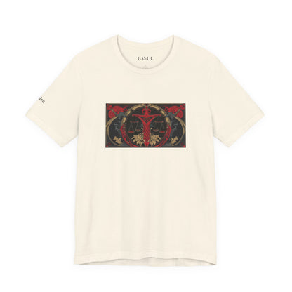 Bilancia - T-shirt Zodiaco gotico. Grafica rossa sul davanti. Zodiaco nell'ombra.