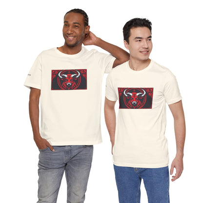 Toro - T-shirt Zodiaco gotico. Grafica rossa sul davanti. Zodiaco nell'ombra.