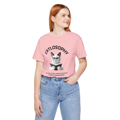 Catlosophy Maglietta unisex a maniche corte in jersey – Design "La chiave della vita"